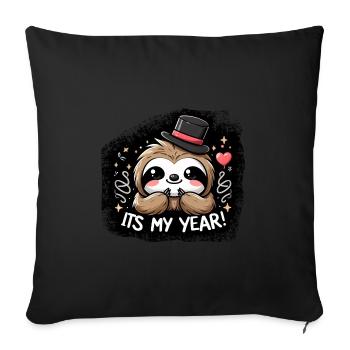 Nouvel An Réveillon du Nouvel An Paresseux C’est mon année - Housse de coussin décorative 45 x 45 cm - noir - Devant