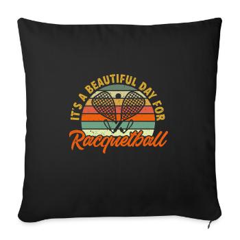 Joueur de racquetball Racquetball - Housse de coussin décorative 45 x 45 cm - noir - Devant