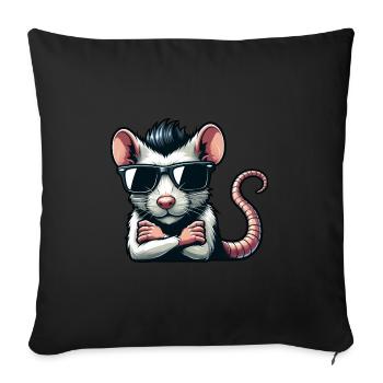 Cool Rat Mouse Lunettes de soleil des années 50 des années 60 - Housse de coussin décorative 45 x 45 cm - noir - Devant