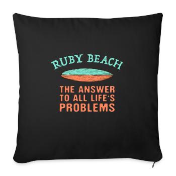 Ruby Beach Answer To All Life's Problems Surfing - Sofakissenbezug 45 x 45 cm - Schwarz - Vorne