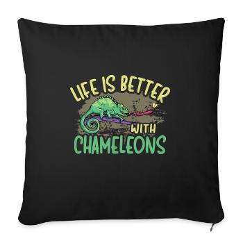 Herpétologiste des reptiles lézards caméléons - Housse de coussin décorative 45 x 45 cm - noir - Devant