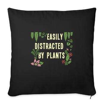 Leicht ablenkbar durch Blumen - Sofakissenbezug 45 x 45 cm - Schwarz - Vorne