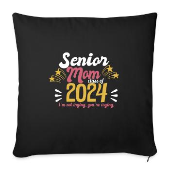 Classe de maman senior de 2024 Fête de remise des diplômes amusante - Housse de coussin décorative 45 x 45 cm - noir - Devant