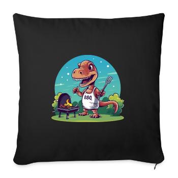 Mignon dinosaure comique au barbecue - Housse de coussin décorative 45 x 45 cm - noir - Devant