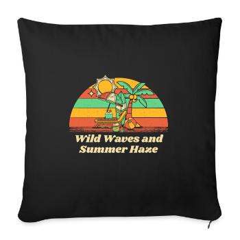Wild Waves and Summer Haze Beach Surfing Ocean - Sofa pillowcase 17,3'' x 17,3'' (45 x 45 cm) - black - Front
