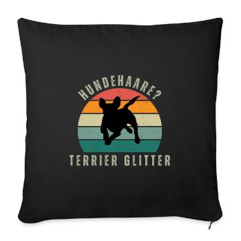 Terrier Glitter Retro Sunset - Sofakissenbezug 45 x 45 cm - Schwarz - Vorne