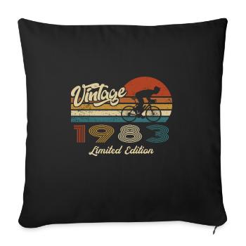 40 Birthday 1983 Vintage Retro Bicycle Cyclist - Sofa pillowcase 17,3'' x 17,3'' (45 x 45 cm) - black - Front