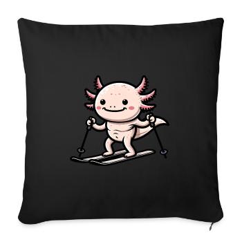 Cute axolotl skiing in winter in the - Sofa pillowcase 17,3'' x 17,3'' (45 x 45 cm) - black - Front