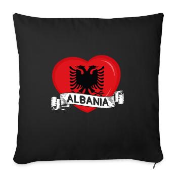 Drapeau albanais Aigle albanais Shqiponja - Housse de coussin décorative 45 x 45 cm - noir - Devant