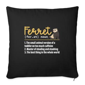 Furet, propriétaire de furet - Housse de coussin décorative 45 x 45 cm - noir - Devant