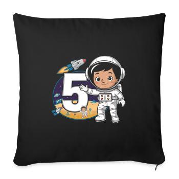 5th Birthday Astronaut Space Adventure for Boys - Sofa pillowcase 17,3'' x 17,3'' (45 x 45 cm) - black - Front