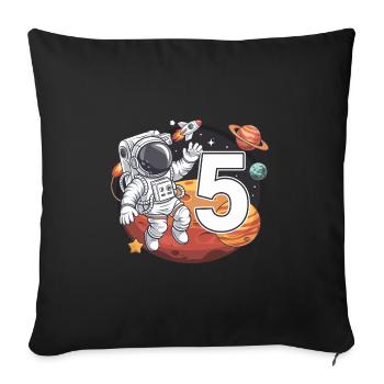 5e anniversaire Astronaute Aventure spatiale pour les garçons - Housse de coussin décorative 45 x 45 cm - noir - Devant