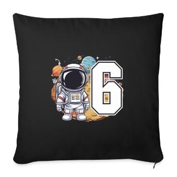 6e anniversaire astronaute aventure spatiale pour les garçons - Housse de coussin décorative 45 x 45 cm - noir - Devant