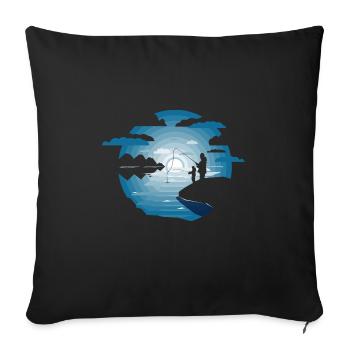 Fishing Father Son - Sofa pillowcase 17,3'' x 17,3'' (45 x 45 cm) - black - Front