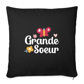Grande Sœur Licorne Sœur Aînée - Housse de coussin décorative 45 x 45 cm - noir - Devant