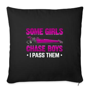 Dirt Track Racing Girl Funny Pun Race Dirt Raci - Sofa pillowcase 17,3'' x 17,3'' (45 x 45 cm) - black - Front