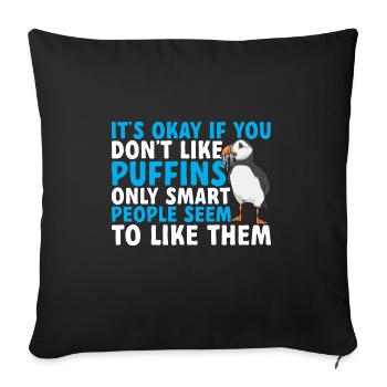 puffin puffin auke birds Lunde - Sofa pillowcase 17,3'' x 17,3'' (45 x 45 cm) - black - Front