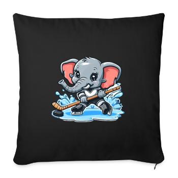 Elefant als Eishockeyspieler - Sofa pillowcase 17,3'' x 17,3'' (45 x 45 cm) - black - Front