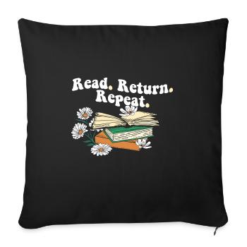 Bibliothécaire lire retour répéter bibliothécaire travailleur livre - Housse de coussin décorative 45 x 45 cm - noir - Devant