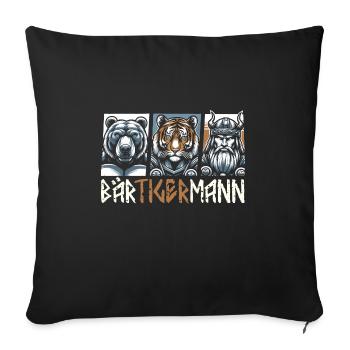 Bärtigermann Bär Tiger Mann Geschenk Bart - Sofakissenbezug 45 x 45 cm - Schwarz - Vorne