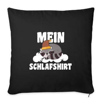 Schlafanzug Waschbär Schlafshirt Geschenk - Sofakissenbezug 45 x 45 cm - Schwarz - Vorne