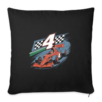 4rd Birthday Race Car Theme for Boys - Sofakissenbezug 45 x 45 cm - Schwarz - Vorne