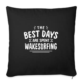 On passe les meilleurs jours à faire du wakesurf l'été - Housse de coussin décorative 45 x 45 cm - noir - Devant