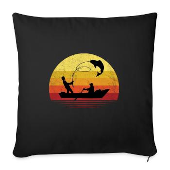 Fishing Sports Fishing Fish Fishing Hooks Fishing - Sofa pillowcase 17,3'' x 17,3'' (45 x 45 cm) - black - Front