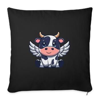 Angel Cow Sky Wings - Sofa pillowcase 17,3'' x 17,3'' (45 x 45 cm) - black - Front