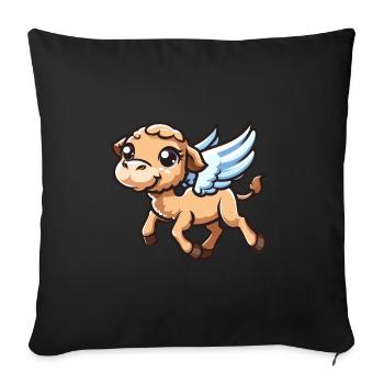 Ange chameau, Illustration d’ailes, Bête céleste - Housse de coussin décorative 45 x 45 cm - noir - Devant