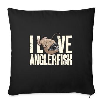 Poisson-grenouille Pêcheur en haute mer Pêcheur à la ligne - Housse de coussin décorative 45 x 45 cm - noir - Devant