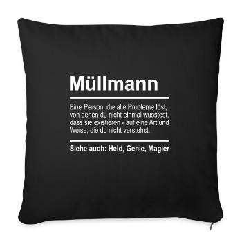 Éboueur - Housse de coussin décorative 45 x 45 cm - noir - Devant