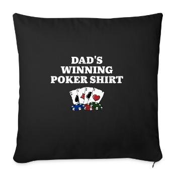 Papa gagnant Poker Shirt Casino Jeux de cartes - Housse de coussin décorative 45 x 45 cm - noir - Devant