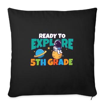 Le premier jour de la journée d’école prêt à explorer le 5ème - Housse de coussin décorative 45 x 45 cm - noir - Devant