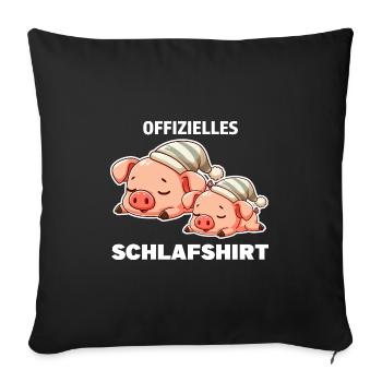 Schlafshirt Schwein Schlafanzug Geschenk - Sofakissenbezug 45 x 45 cm - Schwarz - Vorne