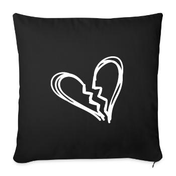 Broken heart - Sofa pillowcase 17,3'' x 17,3'' (45 x 45 cm) - black - Front