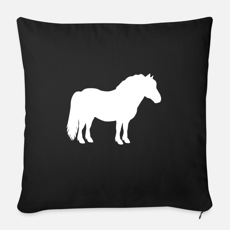 Shetty Shetland Pony Pferd Reiterin Damen Mädchen - Sofakissenbezug 45 x 45 cm - Schwarz