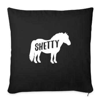 Shetty Shetland poney cheval cavalier dames filles - Housse de coussin décorative 45 x 45 cm - noir - Devant