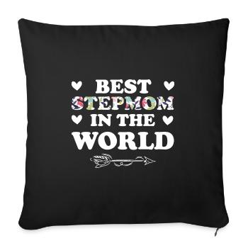 Stiefmama Familie Stiefmutter Geschenk - Sofakissenbezug 45 x 45 cm - Schwarz - Vorne