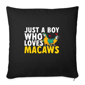 Ara à poitrine jaune, perroquet, bleu et ara, jaune - Housse de coussin décorative 45 x 45 cm - noir - Devant