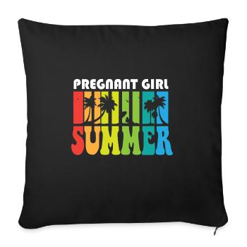 Pregnant Girl Summer Baby Announcement Pregnancy - Sofa pillowcase 17,3'' x 17,3'' (45 x 45 cm) - black - Front