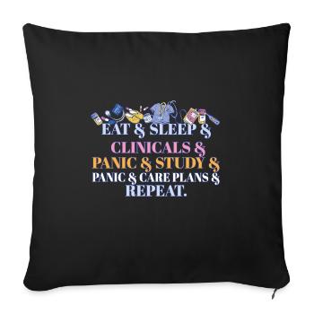 Funny Nurse Eat Sleep Clinicals Panic Medical - Sofa pillowcase 17,3'' x 17,3'' (45 x 45 cm) - black - Front