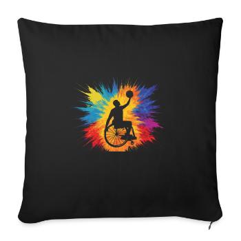 Cadeau de basketball en fauteuil roulant - Housse de coussin décorative 45 x 45 cm - noir - Devant