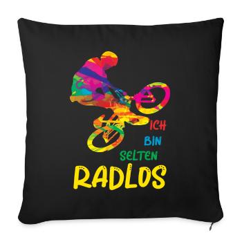 MTB Fahrer Mountainbike Ich Bin Selten Radlos - Sofakissenbezug 45 x 45 cm - Schwarz - Vorne