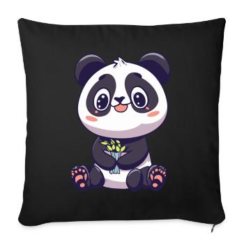 Cute Panda - Sofa pillowcase 17,3'' x 17,3'' (45 x 45 cm) - black - Front