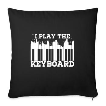 Je joue du clavier de piano pour pianiste ou claviériste - Housse de coussin décorative 45 x 45 cm - noir - Devant