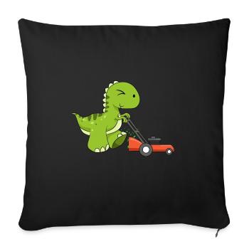 Lawn Protector Mower Dinosaur Gardener Dino Lawn - Housse de coussin décorative 45 x 45 cm - noir - Devant