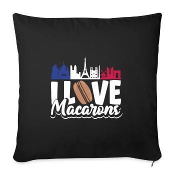 I Love Macaron Paris France Patisserie - Housse de coussin décorative 45 x 45 cm - noir - Devant
