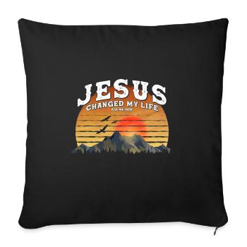 Jésus a changé ma vie parce que Jésus est mon Sauveur et non - Housse de coussin décorative 45 x 45 cm - noir - Devant