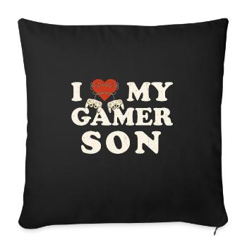 J’aime mon fils gamer - Je cœur mon fils gamer - Housse de coussin décorative 45 x 45 cm - noir - Devant